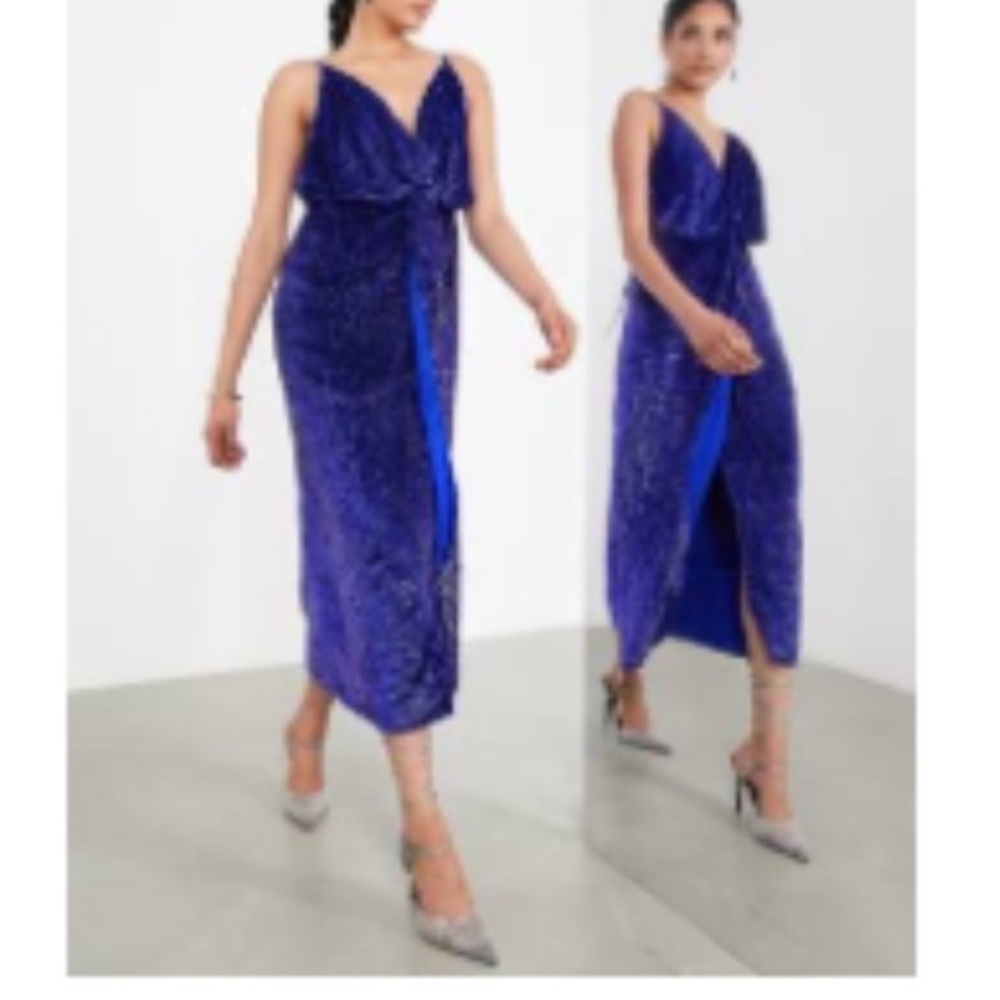 ASOS Royal Blue Sequin Midi Dress